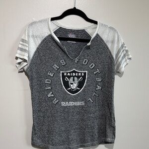 Majestic Gray and White Raiders Short Sleeve Tee